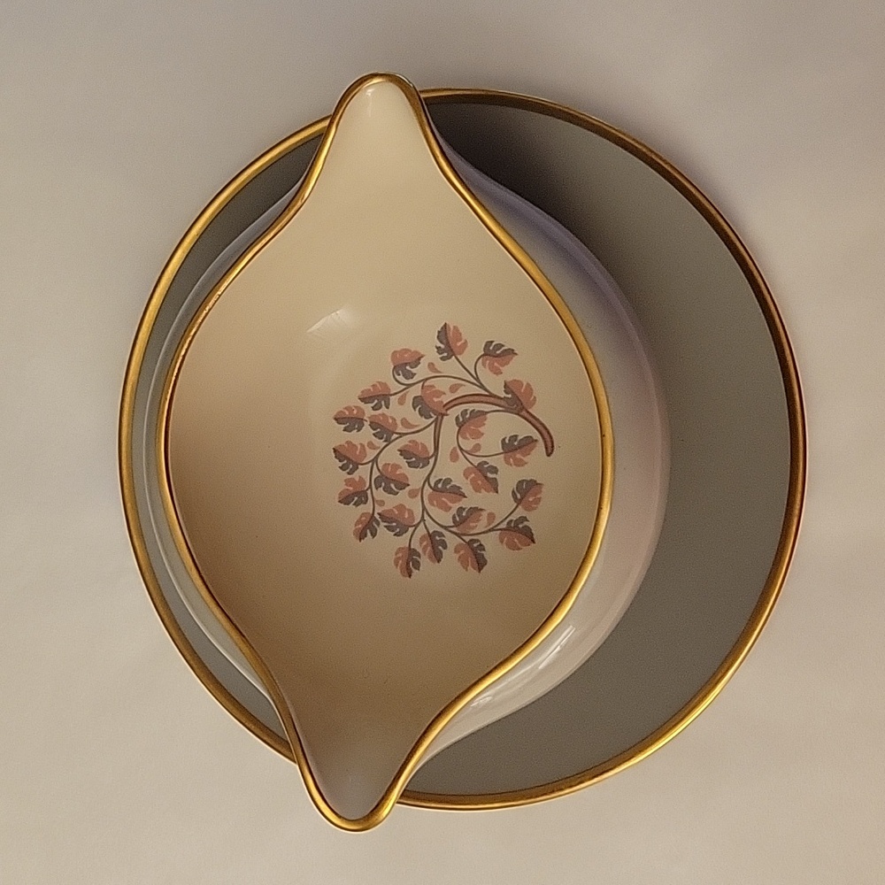 Vintage Mid Century Flintridge Twilight Pattern Oval Vegetable Serving Bowl